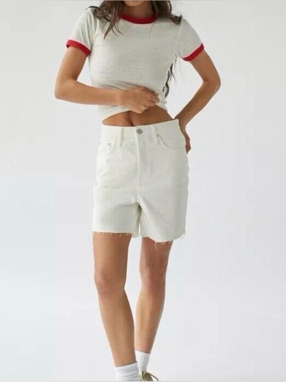 BDG White Denim Jean Shorts